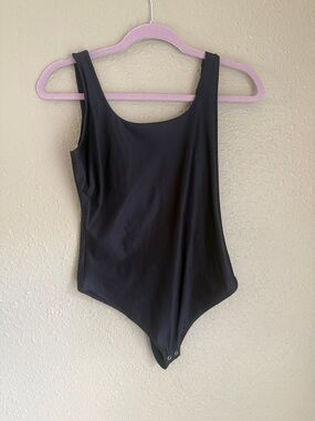 wild fable Black Scoop-Neck Stretch Bodysuit with Wide Straps